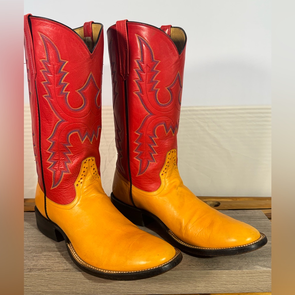 Rios Of Mercedes Cowboy Boots 2-Tone Size 12 Aaa (Narrow) #8645e Made In Usa